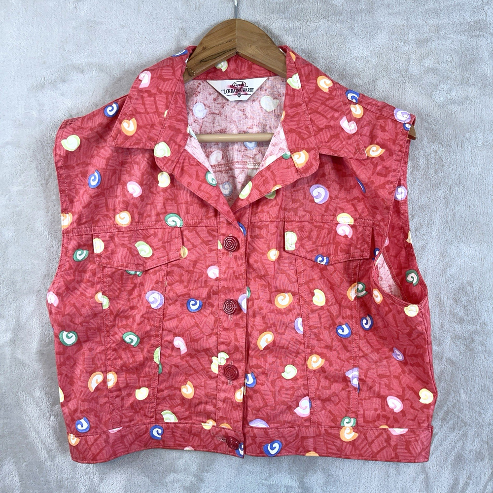 Vtg 90s Opal Lorraine Wardy Western Candy Swirl Vest Large Boho Art Teacher Core